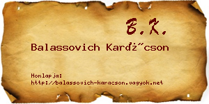 Balassovich Karácson névjegykártya
